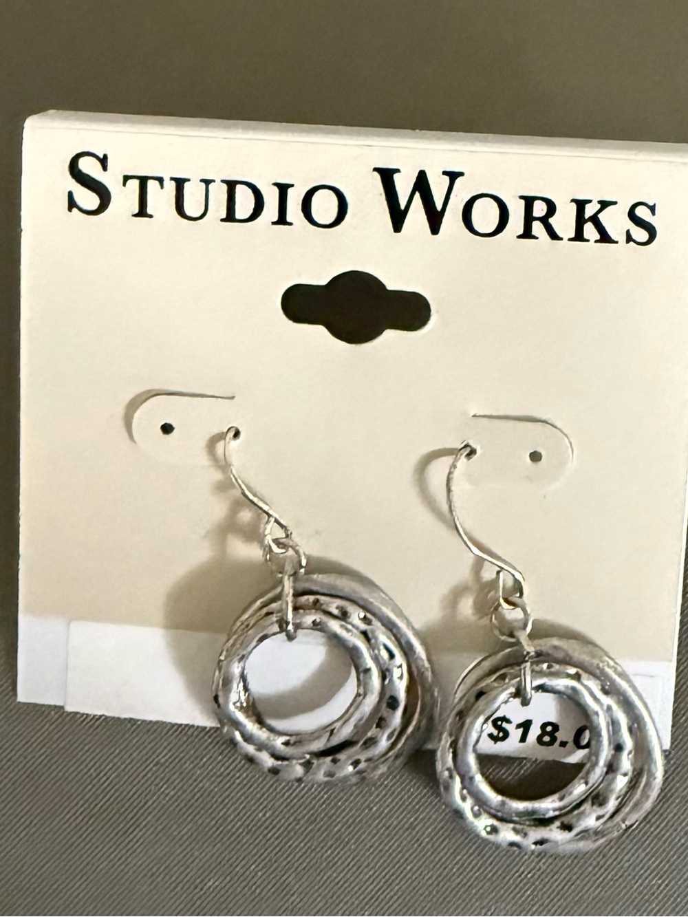 Studio Works Silver Textured Double Hoop Dangle Earrings plus angel earrings